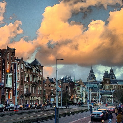 Amsterdam's #cloudporn over Rijksmuseum, seen from the Van Gogh Museum by snoopsmaus музей ван гога