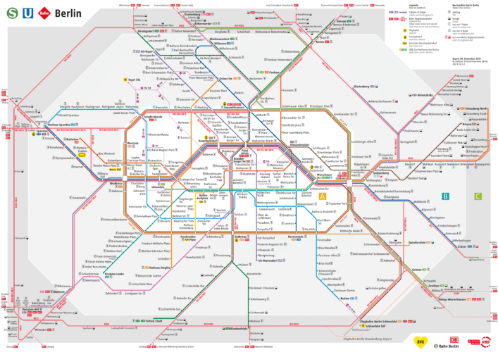 S+U-Bahn Схема метро Берлина с зонами