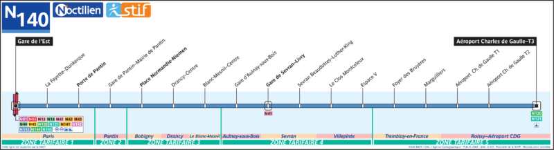 Схема маршрута автобуса NoctilienN140