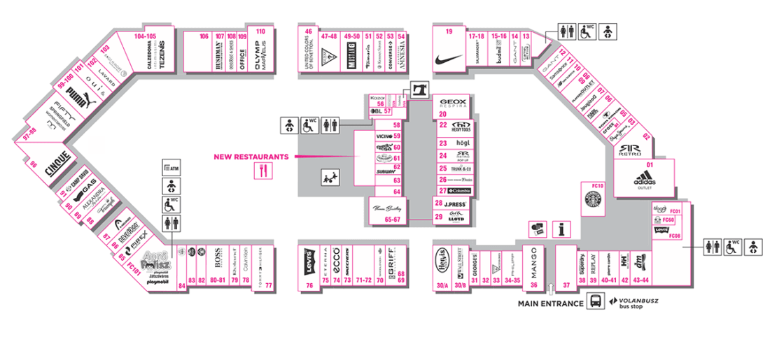 Карта магазинов Premier Outlets Center