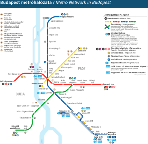 Схема метро Будапешта 2020